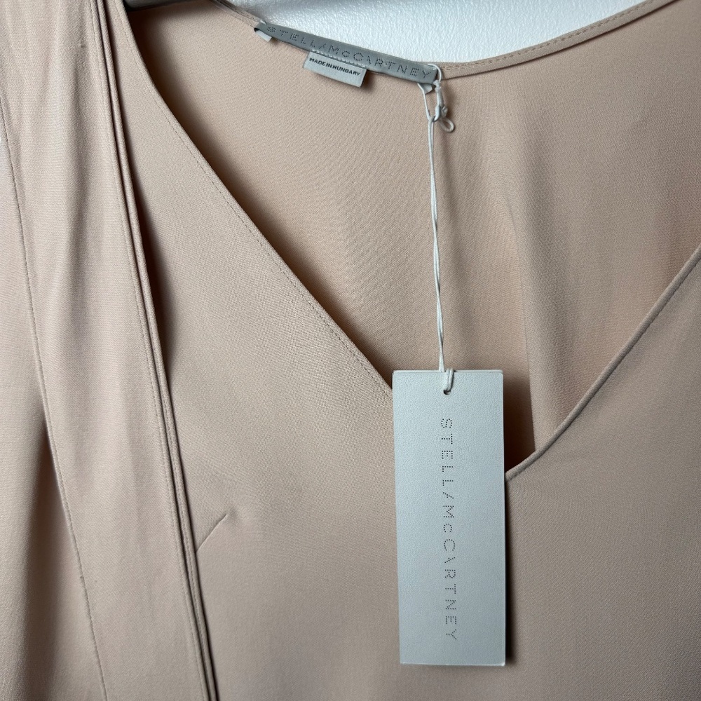 NWT STELLA McCARTNEY Blush Pink V-Neck Blouse Cold Shoulder w Ties, Size S / 4 - Picture 6 of 13